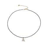Genérico ANAIA Gargantilla Artesanal de Hematita Natural con Colgante de Madreperla, Acero Inoxidable Chapado en Oro, 40-45 cm, Regalo Ideal para Mujer (Corazón)