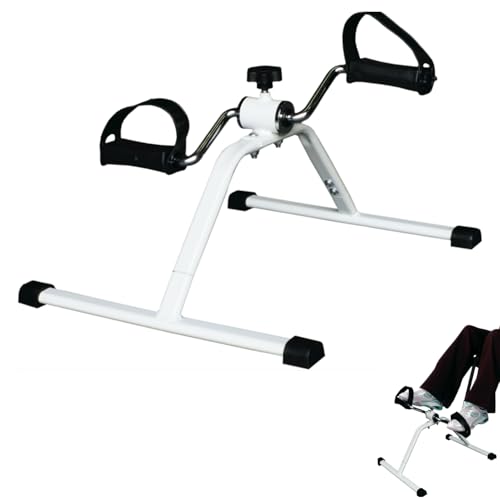 CABLEPELADO - Mini Bicicleta Estática de Pedales para Piernas y Brazos | Pedalina con Regulador Manual de Resistencia | Estructura de Acero para Gimnasia en Casa | Entrenamiento Portátil | Blanco