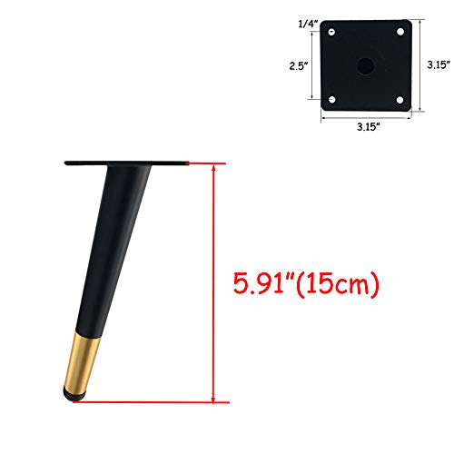 4 Pieds de meuble obliques en métal noir 15cm - 3