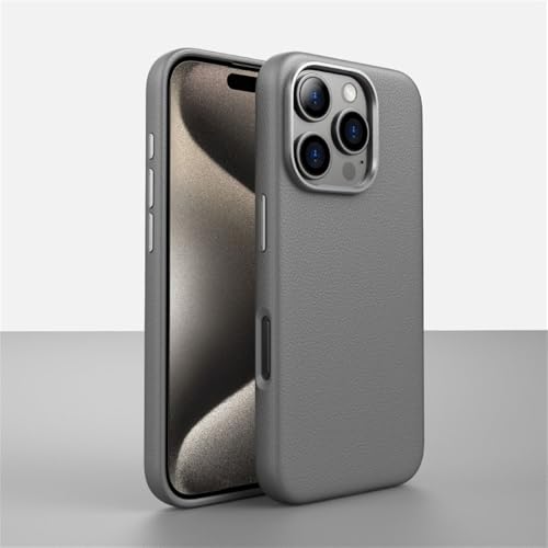 Étui magnétique de luxe en cuir PU pour iPhone 16 Plus, coque mince antichoc gris en France