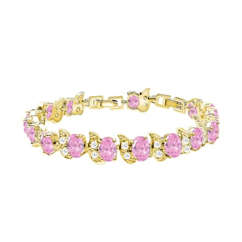 Image of LMXXVJ Fashion Tennis Bracelet Created Emerald White Gold Plated Charm Bracelet Gifts Jewelry for Women