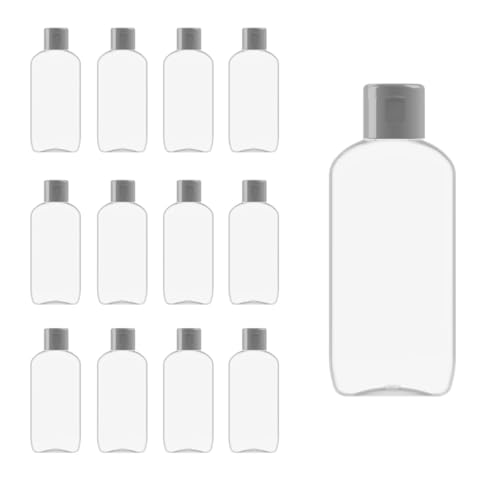 GEPACK Pack de 12 botellas de plástico reutilizables de 100 ml ideales para viaje | creadas con material reciclado y energías renovables