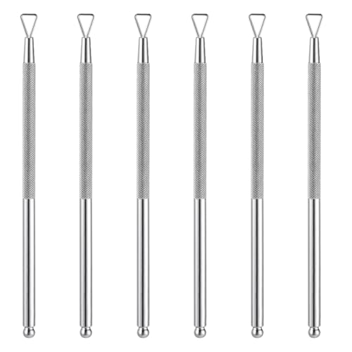 CTIRCHIU Herramientas para Manicura 6 Piezas de Acero Inoxidable, Empujador y Removedor de Esmalte de Gel, Raspador de Uñas para Manos y Pies, Quitacutículas Profesional para Cuidado