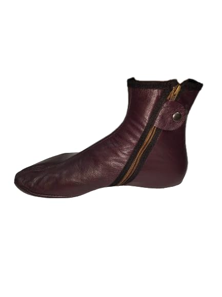 Leather Winter Socks, Burgundy Slippers, Islam Mest Feet Warmer, Halal Slippers by SABA INTERNATIONAL.3