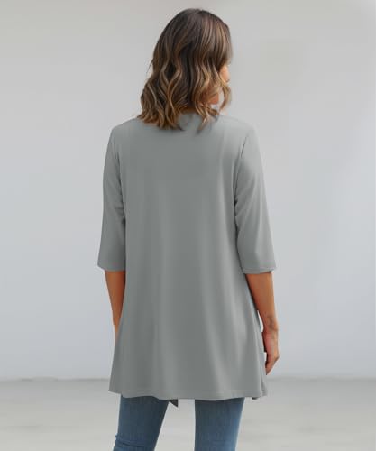 Image of YSYOKOW Lightweight Cardigans for Women 3 /4 Sleeve Long Open Front | Cardigan sweaters for women lightweight, summer cardigans for women lightweight, long cardigans for women trendy, dressy