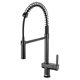 Ruvati Seneca Single Handle Pull Down Spiral Spring Kitchen Faucet with Sprayer in Matte Black - RVF1243MB