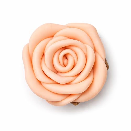 Confect Edible Rose Topper | Pretty Peach Pearl Edible Rose Toppers for Cakes, Cupcakes & Doughnuts | Perfect for Cake Decorations & Cupcake - Vegan, Dairy-Free, Palm Oil-Free - Pack of 12
