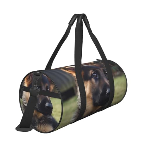 Travel Duffle Bag Weekender Bags For Men Women With Shoe Compartment Large Capacity Weekender Overnight Bag German Shepherd Puppy Carry On Tote Bags Sport Gym Bag For Travel Yoga 7