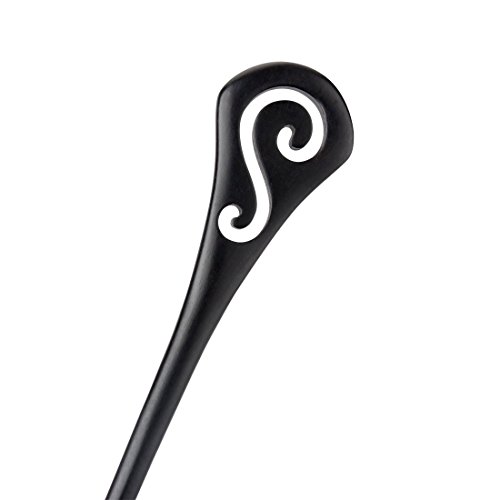 FINGER LOVE Handmade Carved Ebony (Black Sandalwood) Hair Stick: Fortune
