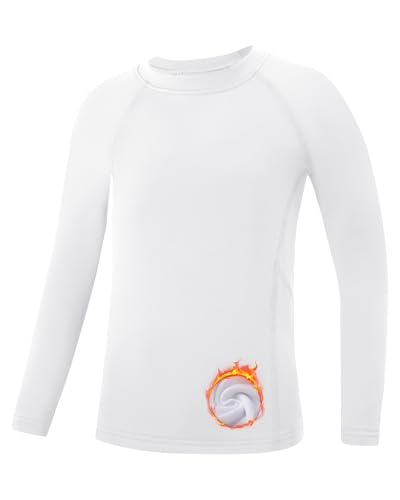 Runhit Youth Boys Compression Thermal Shirt Long Sleeve Fleece Base Layer Undershirt for Football Baseball Soccer Basketball