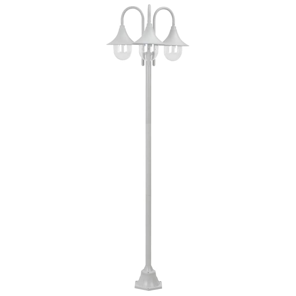 vidaXL Farolas de Jardín con 3 Luces Aluminio Blanca 220 cm Iluminación Patio