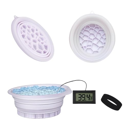 Face Bowl for Ice Bath, Portable ice face Bowl for Plunge tub, Gentle Cooling in Winter with thermometer headbands(Purple)
