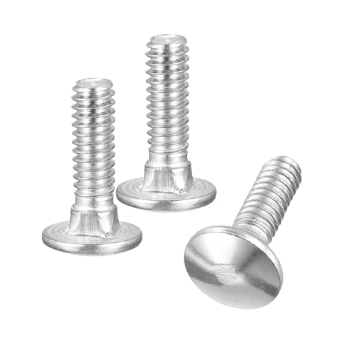 Image of uxcell 1 /4-20x7 /8 Carriage Bolt, 10pcs Round Head Square Neck Screws, 304 Stainless Steel, Fully Threaded, Silver