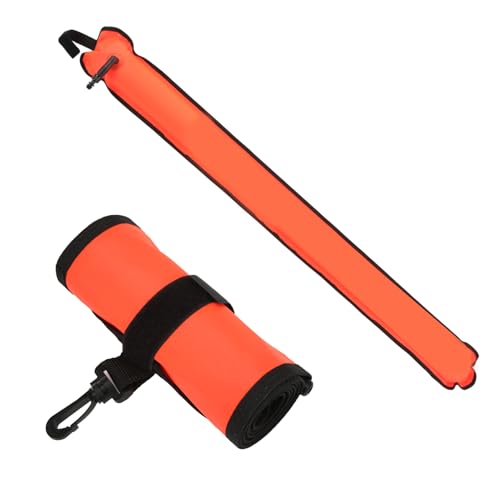 equlup Diving Surfaces Marker Buoy, 124x15.8cm Nylon Mouth Valve Scuba Inflatable Marker Safety Signal Tube Diving Inflatable Buoy with Reflective Strip (Red)