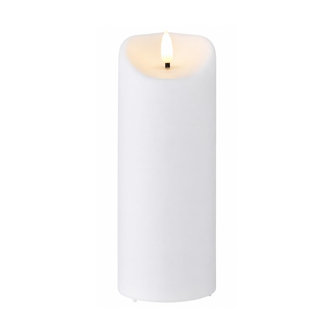 STAR TRADING LED-Kerze Innen/außen – 3D-Flamme, 18 cm, Timer, Kunststoff, weiß