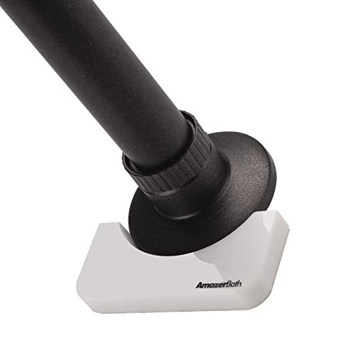 AmazerBath Shower Rod Holders, Adhesive Bathroom Rod Holder Rod Socket for Shower Rod, Avoids Falling Rod to Hurt People or Damage Bathtub Tile-Set of 2 Pieces (Shower Curtain Rod Not Included) White