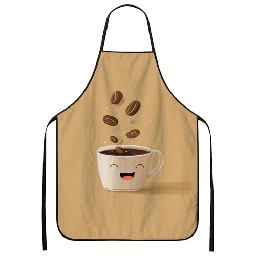 Delantal de taza de café para cocinar, bonito delantal de cocina...