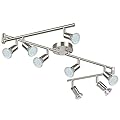 Unicozin LED Track Lighting Kit - Matt Nickel 8 Way Ceiling Spot Lights, Flexibly Rotatable, Modern Style Included 8 x LED GU10 Bulb (4W, Daylight White 500K, 400LM)