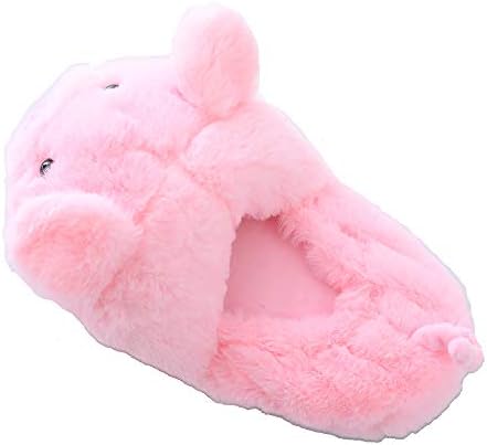 Millffy Funny Womens Warm Animal Slippers Funny Slippers Furry Pink Pig Slippers House Shoes (Women 5-7, Pink Pig with Heel) | Image 2
