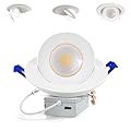 Adetu Led Recessed Lighting 6 inch, 360°+90° Adjustable Directional Gimbal 6 inch Led Recessed Light, 2700K-5000K 5CCT Dimmable Retrofit Eyeball Can Recessed Lights with Jbox, ET (White,1 Pack)