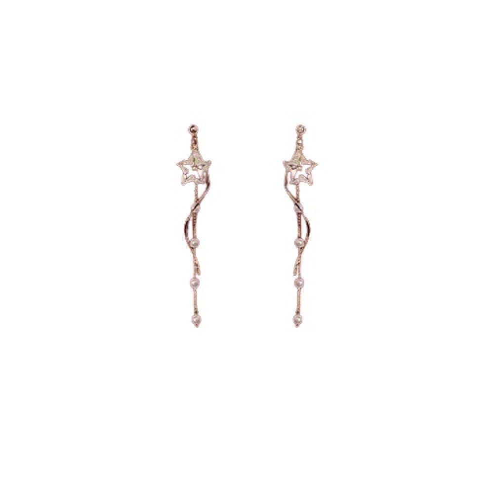 Delimum Pendientes de pentagrama femenino Pendientes de botón Joyas de dama de honor Pendientes de novia para boda