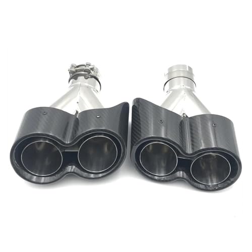Escape de coche doble en acero inoxidable y carbono brillante modelo Y ID 86 OD 200