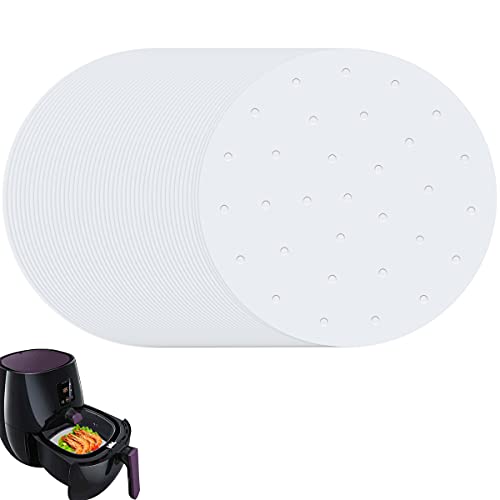 7 Inch Round Parchment Paper Air Fryer Set Of 200Pcs Perforated Steam Paper Bamboo Steamer Paper For Air Fryer, Steaming Basket, Baking, Ovening And More (7 Inch Round, White) #TOP7