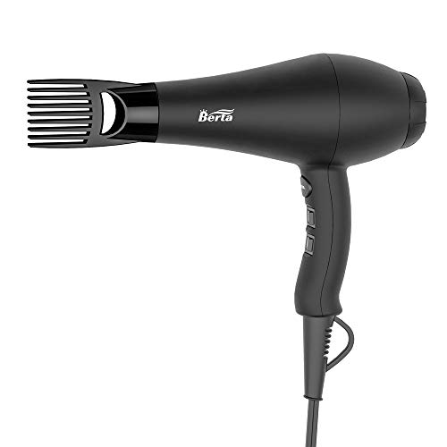 Berta 1875W Powerful Negative Ions Hair Dryer Ceramic Professional Far Infrared Blow Dryer 2 Speeds 3 Heating Settings (3 Attachments) #TOP1
