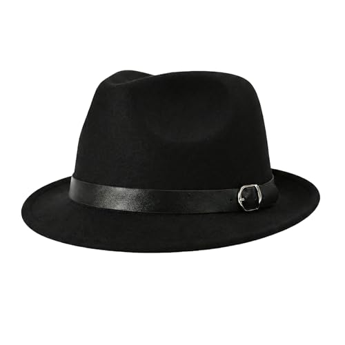 Chapeau Fedora noir à bord court pour un usage quotidien et festif confortable