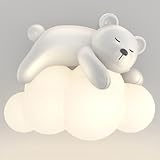 Aplique de pared LED para habitación Infantil, lámpara regulable con pantalla Blanca lechosa, luz de nube, Ideal para guardería, dormitorio Infantil con diseño de OSO y Conejo, Estilo moderno, para