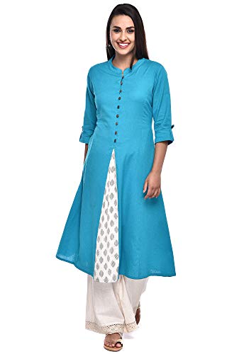 Image of Pistaa's Women's Cotton Relaxed Fit A Line Kurta