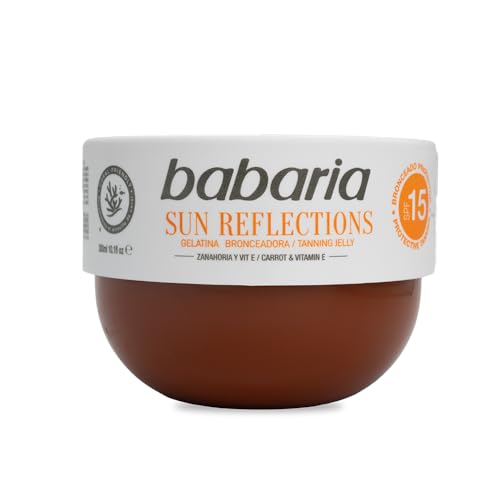 Babaria Gelatina Bronceadora Zanahoria SPF15, 300 ml – Acelerador del Bronceado Con Protección Media - Vitamina E y Niacinamida - Acelerador Bronceado