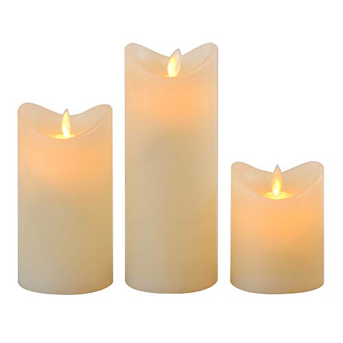Image of LumaBase Battery Operated LED Wax Candles with Flickering Flame - Set of 3