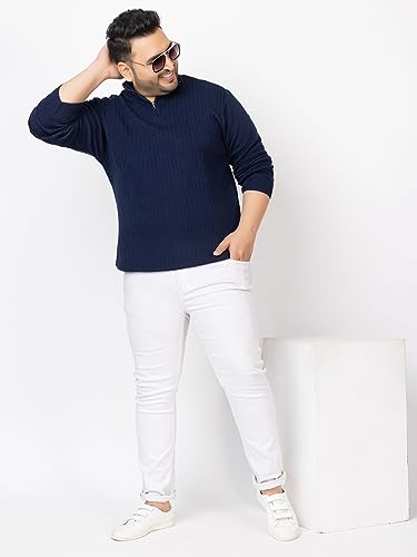 Image of Kvetoo Plus Size Men High Neck Zipper Full Sleeve Woolen Winter Sweater