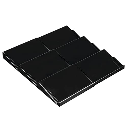 mDesign Adjustable, Expandable Plastic Spice Rack, Drawer Organizer for Kitchen Cabinet Drawers - 3 Slanted Tiers for Garlic, Salt, Pepper Spice Jars, Seasonings, Vitamins, Supplements - Black