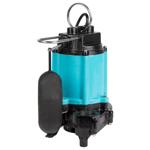 Little Giant 10EC-CIA-SFS 115-Volt, 1/2 HP, 4020 GPH Automatic Cast Iron Sump/Effluent Pump with polypropylene base, integrated snap-action float switch and 10-ft. cord, Blue, 510803