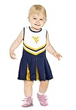 Little King NCAA Infant/Toddler Girls One Piece Team Cheer Jumper Dress-West Virginia Mountaineers-6 Months