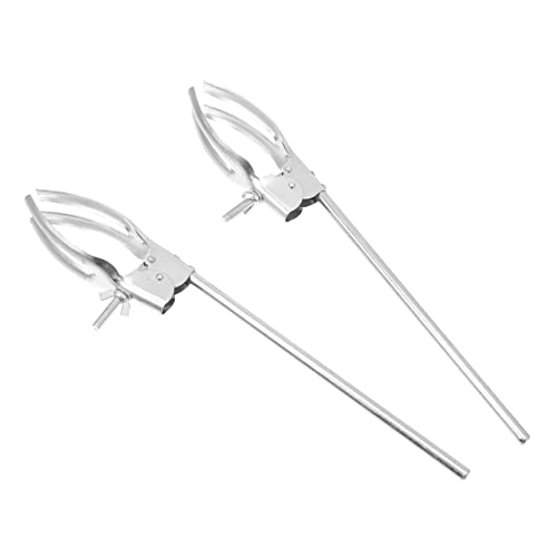 FUNOMOCYA 2pcs Condenser Clamp Test Jars Tong Clamp Lab Equipment Beaker Clamp Condensing Tube Tongs Experiment Clip Lab Tools Retort Stand Test Tube Tongs Flask Clip Silver Stainless Steel