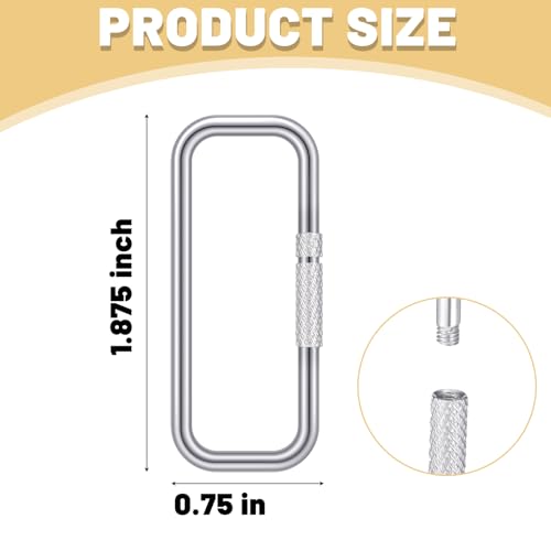 Image of Liliaafar 1.875'' Rectangular Key Ring with Turn Twist Sleeve Closure Screw Lock Clip KeyChain Ring for Key Organizer