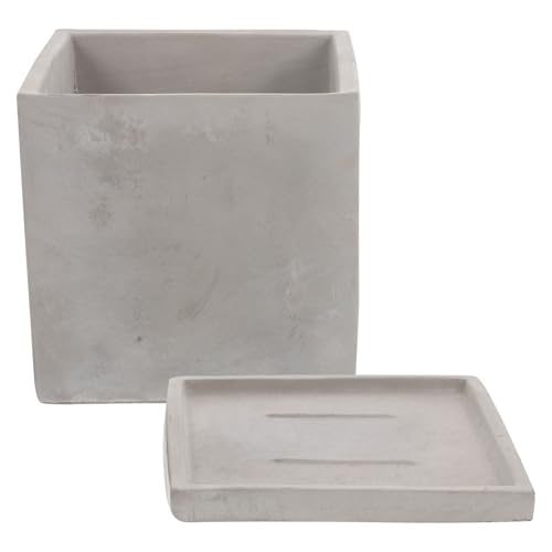 BCOATH Maceta para Suculentas Pequeña de Cemento con Bandeja, Jardinera con Diseño de Piedra Artificial para Plantas Mini, Adecuado para Decoración de Escritorio y Jardín en Interiores
