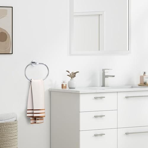 Image of Angle Simple Towel Ring, Stainless Steel Swivel Hand Towel Holder Rack Hanger for Bathroom Kitchen Wall, Chrome
