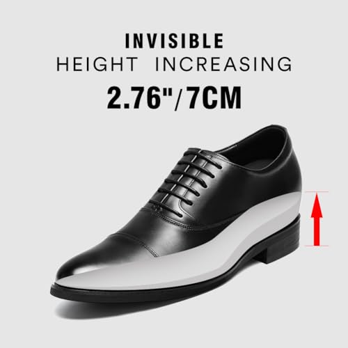Image of CHAMARIPA Elevator Shoes for Men | Invisible Height Increase Plain Toe Oxford Dress Shoes | Built-in System Adds 2.76 Inches /7cm | Formal Business Shoes | US 7-12