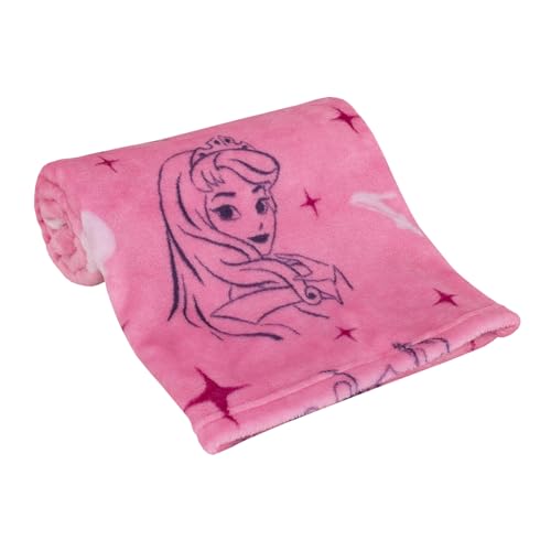 Image of Disney Princess Pink & Purple Aurora, Snow White, & Cinderella Super Soft Baby Blanket, Pink, Purple
