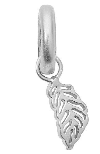 Preisvergleich Produktbild SENCE Copenhagen Damen Charmanhänger Silber Leather Serie Kettenanhänger Blatt Charm Label Messing matt versilbert - L349