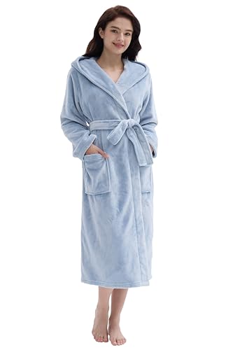 Amorbella Premium Plush Robe for Women Long Fluffy Fleece Robe Winter Warm Bathrobe with Pockets2