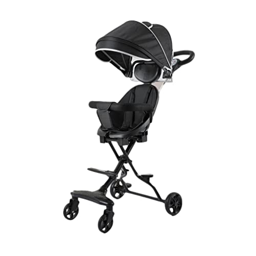 Grafken Outdoor Children's Four-Wheel Stroller, Two-Way Lightweight Stroller, Folding Stroller, 1-5 Years Old High Landscape Stroller, (Color : Black)