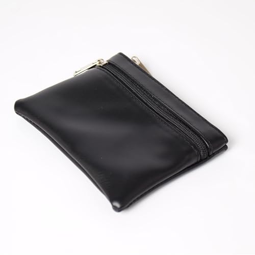 Black Leather Coin Purse with Wrist - Small Change Purse Keychain Card Holder Keychain Pouch Small Keychain Wallet for Women and Men2