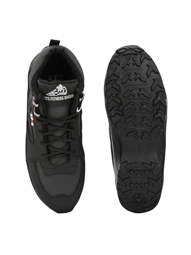Image of Leo Fitness Waterproof Outdoor Trekking Boots | Black Hiking Boots with Cushioned Footbed, Anti-Slip Rubber Sole