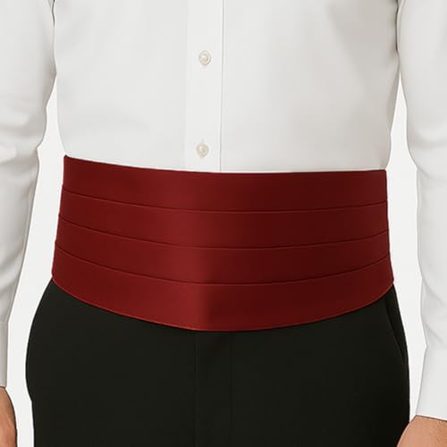 Image of TIE STUDIO Men's cummerbund, pocket square bowtie combo | micro | Superior finishing | Packaging - White Box | Size - adjustable & standard | pack of 3 |