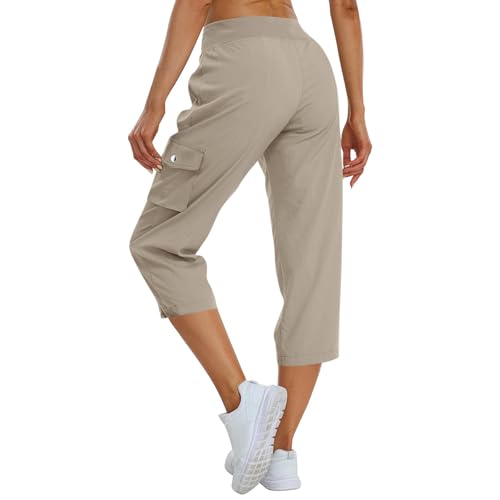 Cargo Capri Pants for Women Lightweight Summer Quick Dry Hiking Capris Casual Comfy Elastic Waist Crop Travel Pants4